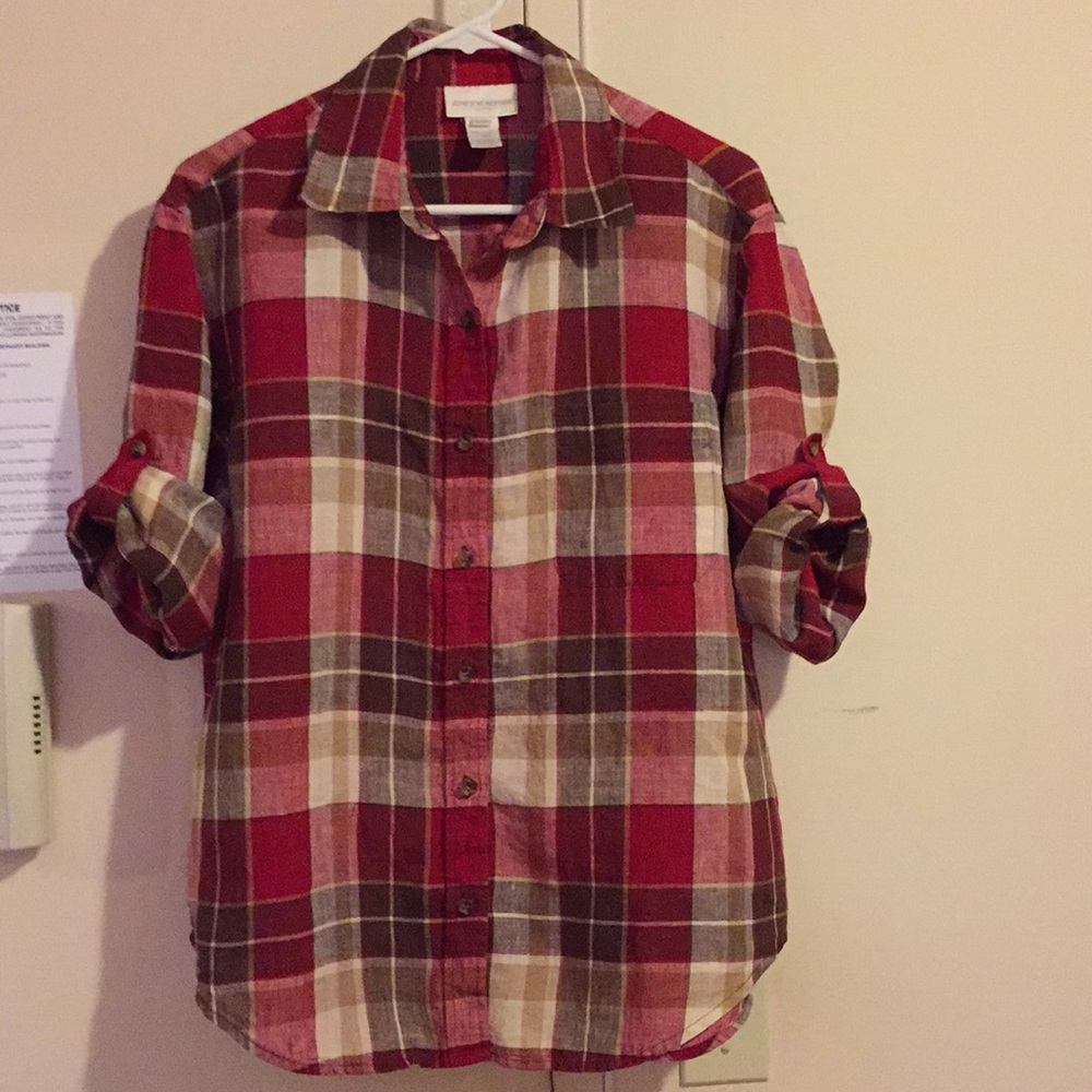 JNY plaid linen shirt